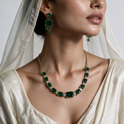 silver tone necklace set