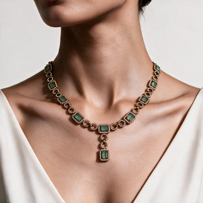 American Diamond silver neckset for women