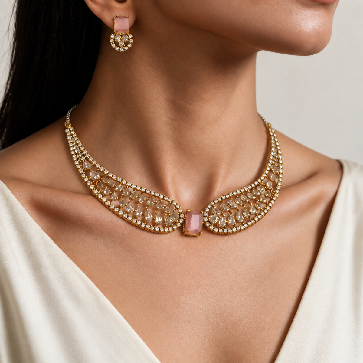 Silver American Diamond Necklace