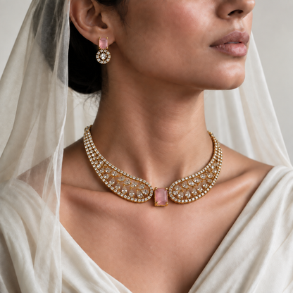 Silver American Diamond Jewellery Set