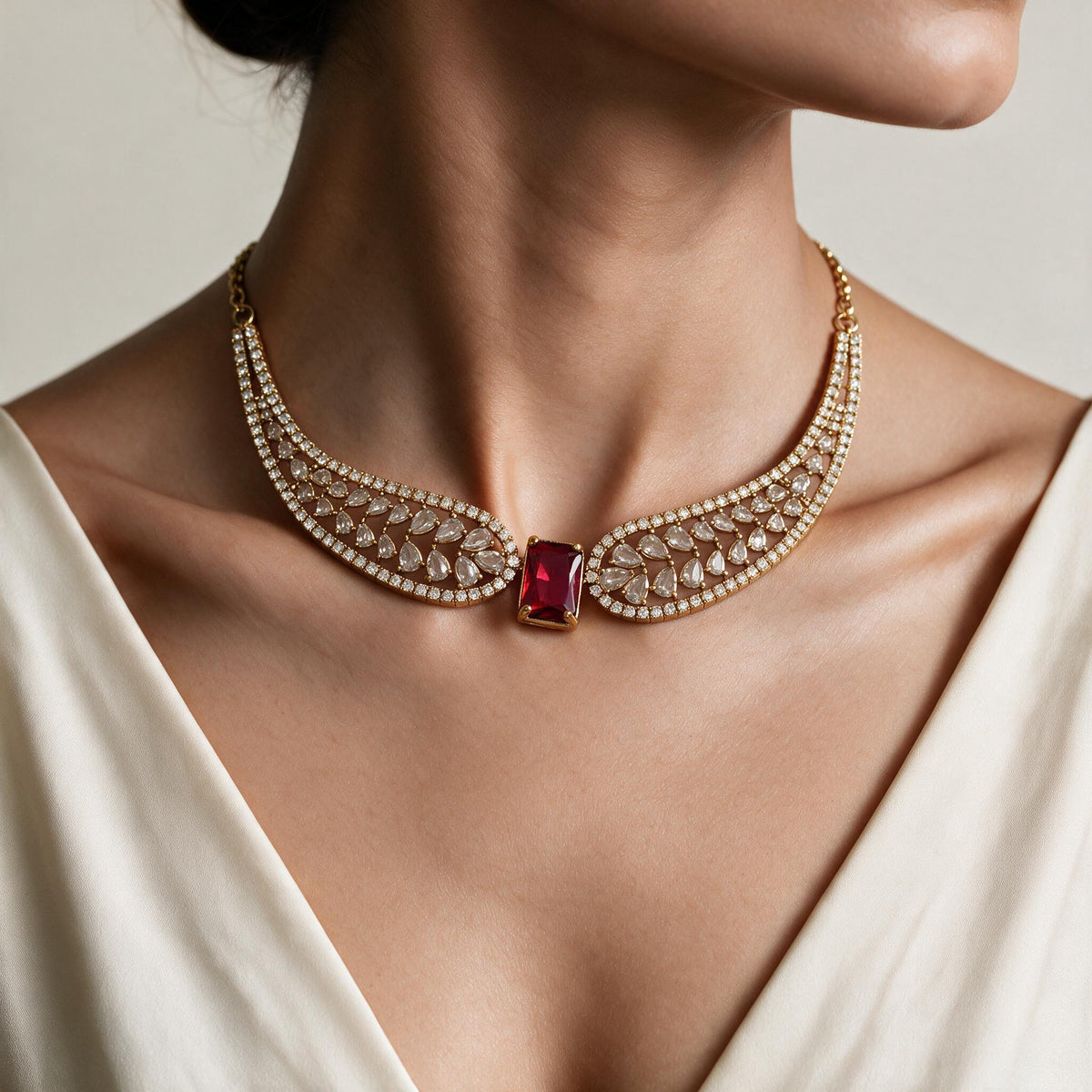 Silver Diamond Look Necklace