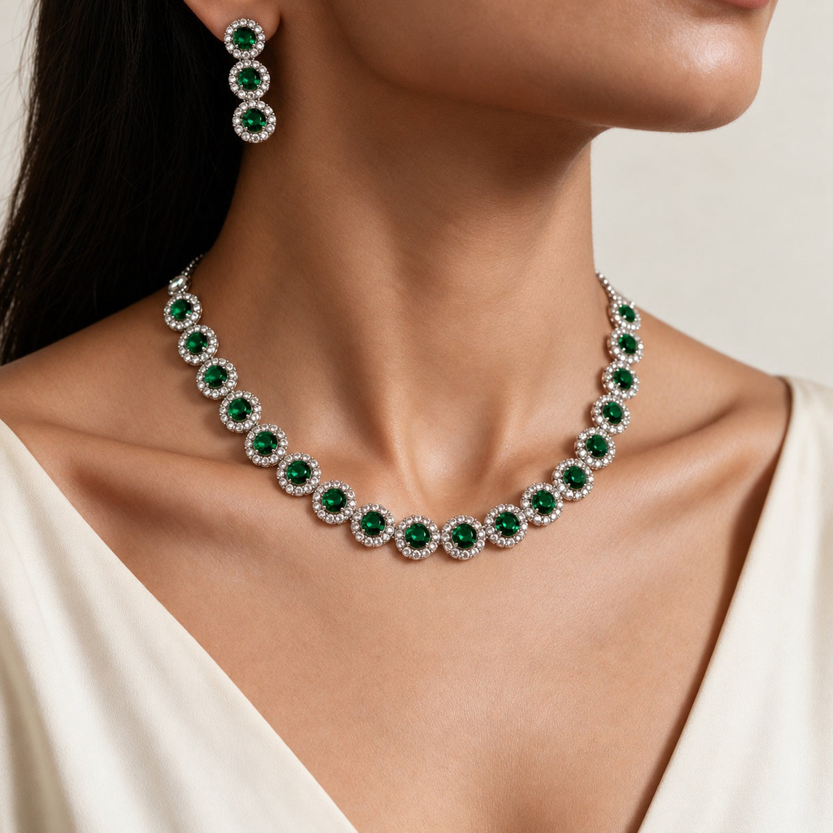 Stylish American Diamond Necklace Set